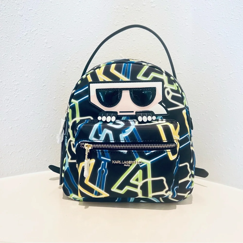 Karl Lagerfeld Paris Amour Neon Letters Black Mini Backpack OS NWT
